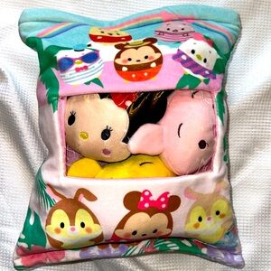 DISNEY TSUM TSUM MICKEY MINNIE POOH PIGLET PILLOW STORAGE BAG PALM TREES SOFT